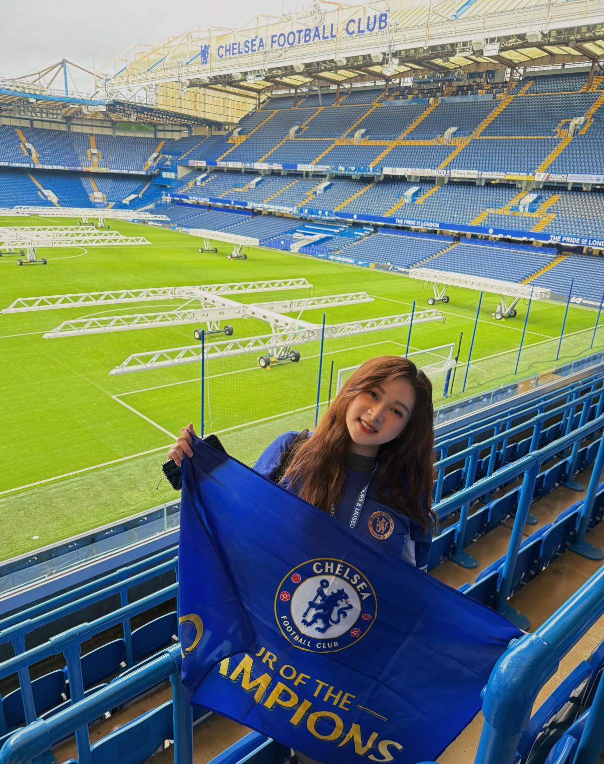 Chelsea's #1 Fan with Champions Flag